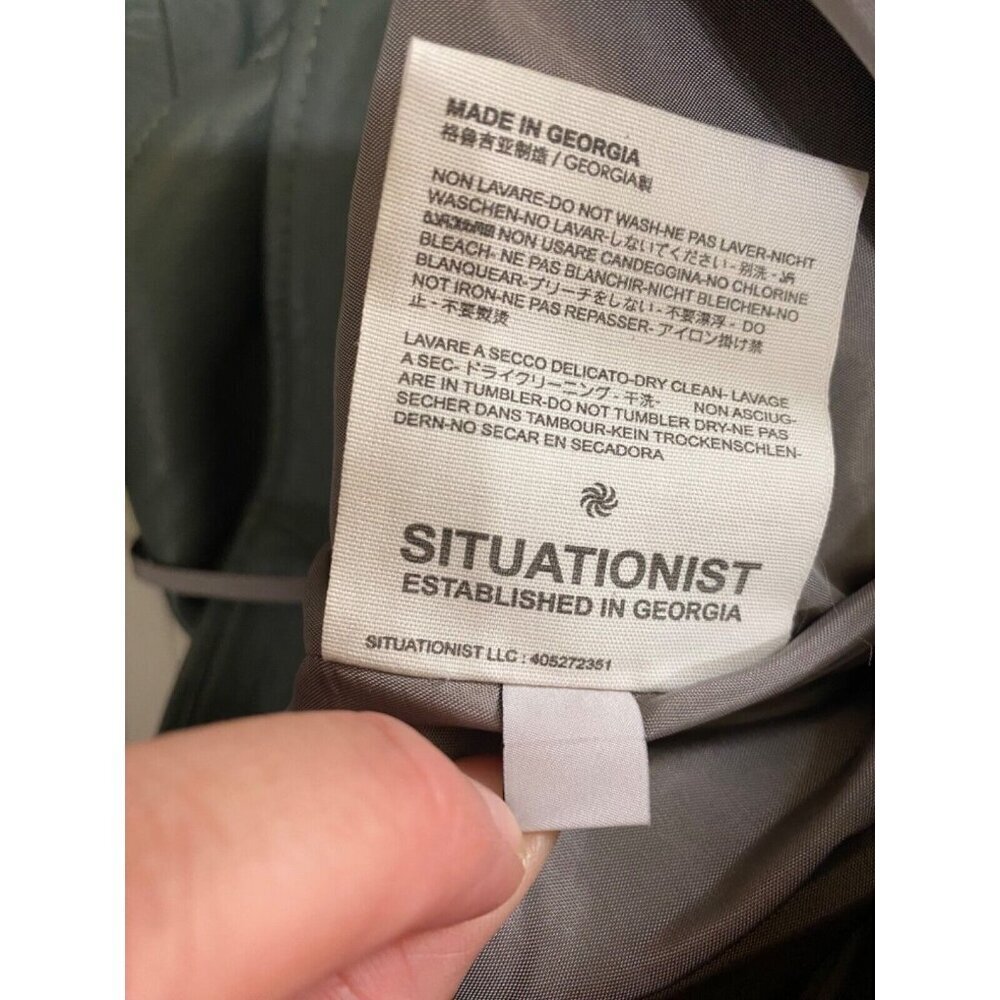 Situationist 44 Dark Green Grey Leather Shorts Western Style Pleats Long - Picture 10 of 13